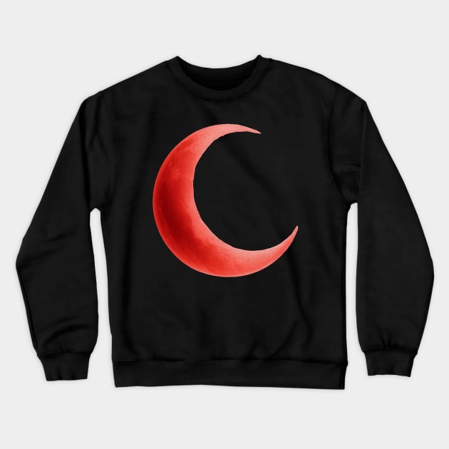 Cute glowing red crescent moon Crewneck Sweatshirt by Spaceboyishere